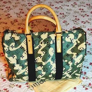 Fabulous Monogram Speedy-esque Fashion Bag, Vachetta Leather Handl, Luxury, EUC!